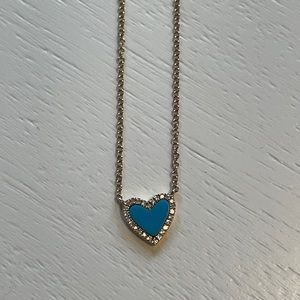 14K YG Diamond Pavé and Turquoise Heart necklace